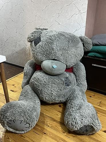 mini toy pudel: Nəhəng yumşaq ayı oyuncaq - Rəng: boz, burun hissəsində açıq mavi — 1