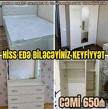 dəmir carpayı: Yataq otağı dəsti - Komplekt: iki nəfərlik çarpayı (başlıqla), 3 — 1