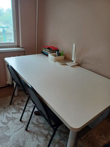деревянный стол ручной работы: Стол, цвет - Белый, Б/у