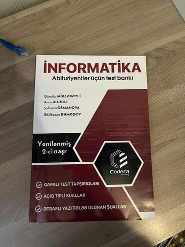 Testlər: Abituriyentlər üçün nəzərdə tutulmuş "İnformatika" test bankı. Bu