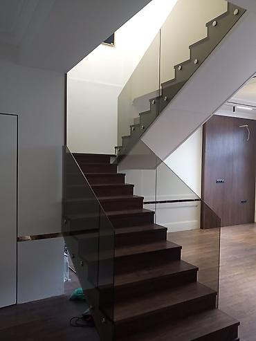 Обшивка лестниц: Перила и ограждения из каленного стекла. перила из стекла, любой — 2