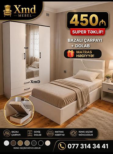 şkaflı ikimərtəbəli carpayılar: Bazalı çarpayı + dolab dəsti - Çarpayı: Alt hissəsi qaldırılan bazalı — 1