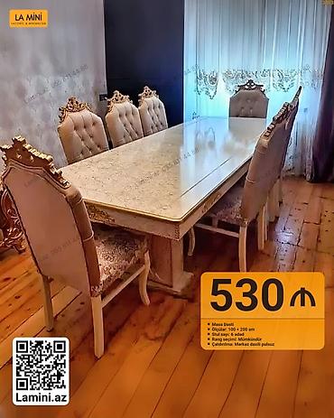 Ev və bağ: Klassik üslubda masa dəsti - Tərkibi: 1 masa + 6 stul - Ölçü: 100 × — 1