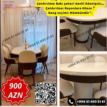 tek stolar: Qonaq otağı üçün, Yeni, Açılmayan, Oval masa, 6 stul — 1