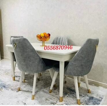 Masa və oturacaq dəstləri: Qonaq otağı üçün, Yeni, Açılan, Dördbucaq masa, 6 stul — 13