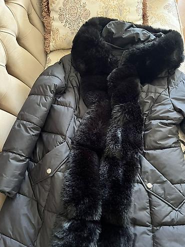 Paltolar: Qadınlar üçün uzun qış palto ölçü L - Rəng: qara - Model: quilt (romb — 3