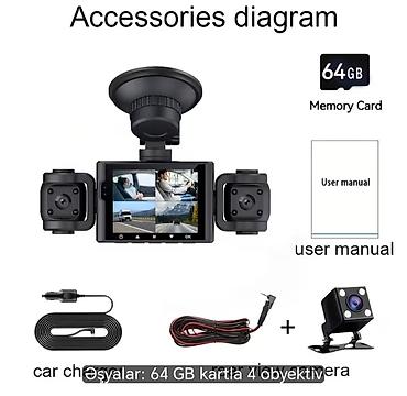 video reqistator: BCUOZ Panoramik Avto Qeydiyyatçı – FHD 1080P, 4 obyektivli — 1