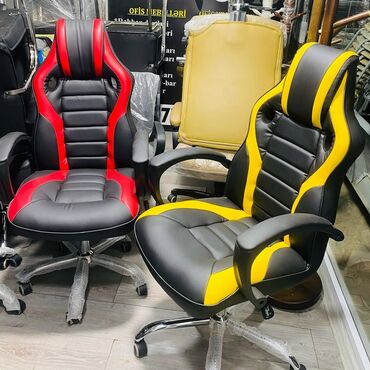 Ofis və oyun kresloları: Yeni, Təkərli, Qolları tənzimlənir, Dəri — 20