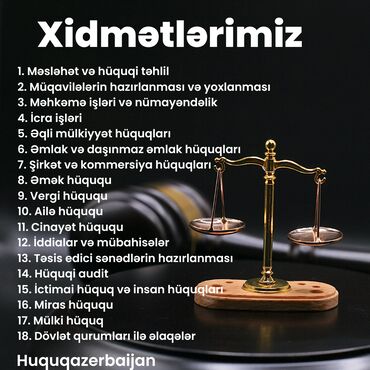 veten n muhafize xidmeti: Hüquqi xidmətlər | Hüquqi məsləhətlər, Hüquqi şəxslərin dövlət qeydiyyatına alınması, Miqrasiya xidmətləri