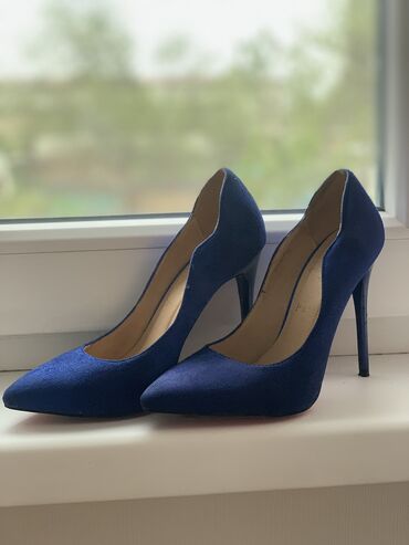 вечерние замшевые туфли: Туфли 34, цвет - Синий
