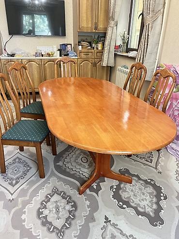 study table: Обеденная группа из дерева: овальный стол и 5 стульев. Стол 2м длина 1 — 3