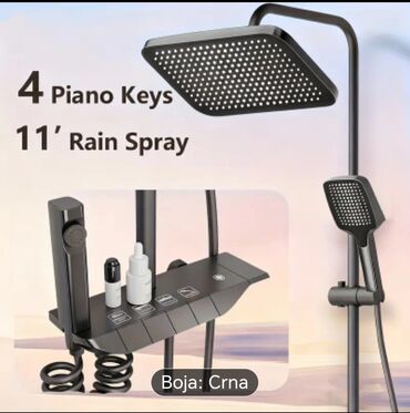 Ostale sanitarije: Tuš sistem 4-u-1 – boja: crna - Gornja “kišna” tuš ruža 11" za širok — 1