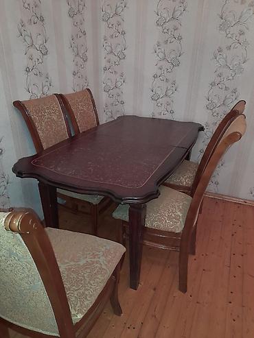 Klassik yemək otağı dəsti - Tərkib: düzbucaqlı stol və 4 ədəd stul -