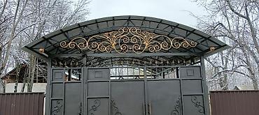 лаво: Кованые ворота с навесом и садовые лавочки - Металлические распашные — 3