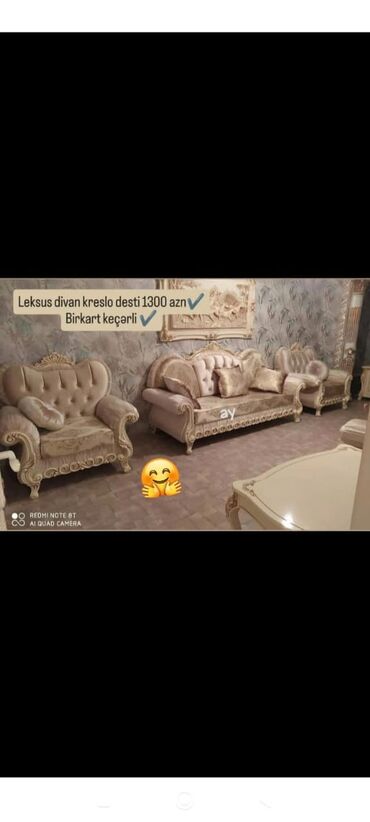 Qonaq otağı dəstləri: Yeni, Divan, 2 kreslo