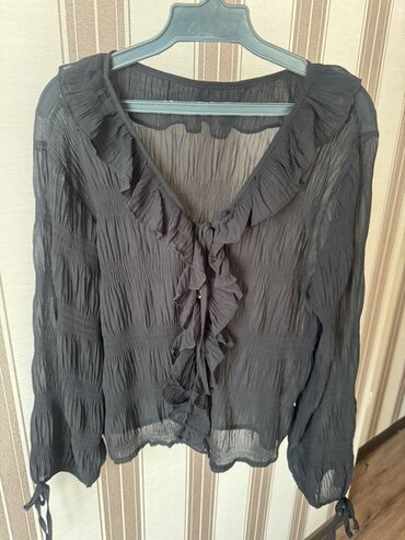 прозрачное женское нижнее белье: Блузка, Шифон, Однотонный, С воланами