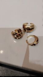 Üzüklər: Qızılı tonlarda tənzimlənən barmaq üzü dəsti - 3 ədəd qalın dizaynlı — 2