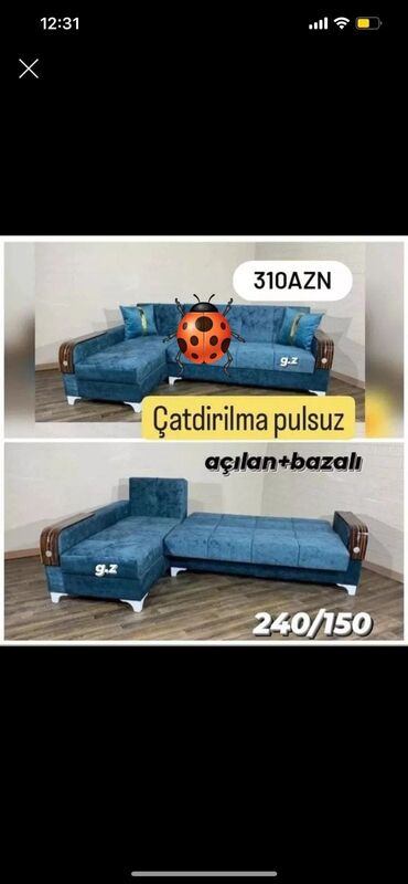 Yataq otağı dəstləri: Künc divan, Yeni, Bazalı