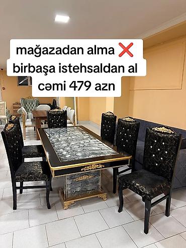 pemo luks: Qonaq otağı üçün, Yeni, Açılmayan, Dördbucaq masa, 6 stul — 1
