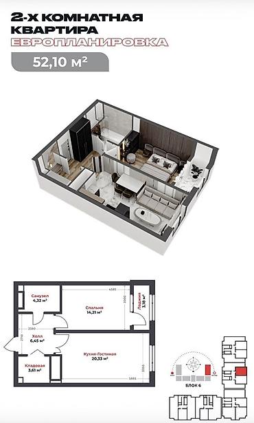 меняю авто на дом: 2 комнаты, 52 м², Элитка, 2 этаж, ПСО (под самоотделку) — 2