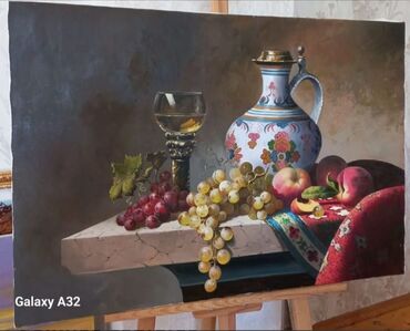 Şəkillər, tablolar: Meşə fonunda çay kənarında yerləşən kənd evinin təsvir olunduğu rəsm — 21