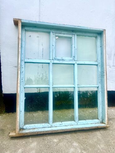 Окна: Деревянное окно, цвет - Голубой, Б/у, 145 *125