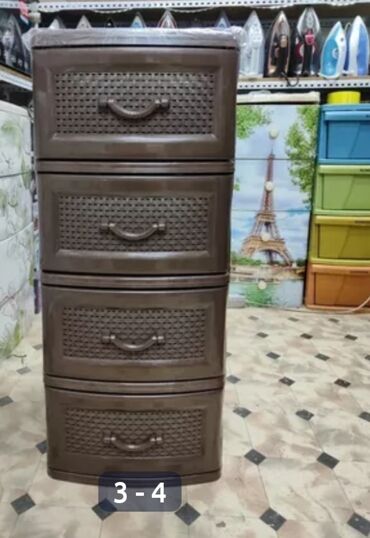 шкаф ванная: Комод для ванны, Б/у, Без раковины, Пластик, цвет - Коричневый