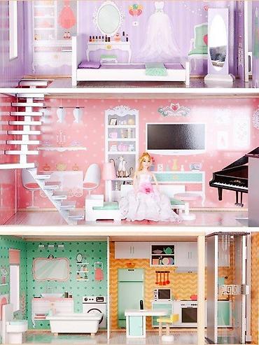 hello kitty bluza: Drvena kućica za lutke sa liftom – ECOTOYS Candy Residence Šifra — 3