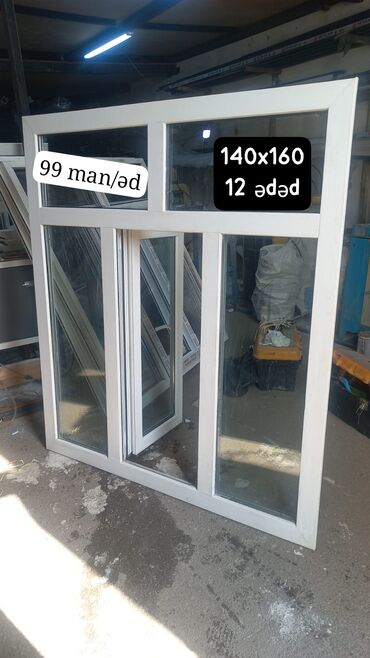 Taxta pəncərələr: İşlənmiş İki qat şüşə paketi Plastik pəncərə, Еni: 144 sm, Uzunluğu: 164 sm, Ödənişli quraşdırma