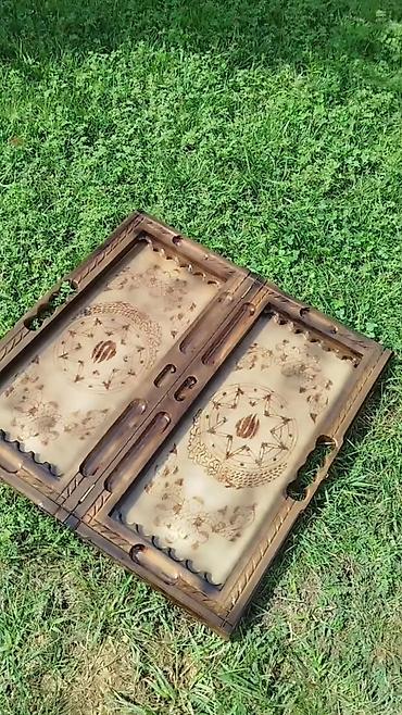 Nərdlər: Əl işı ilə oyma naxışlı taxta nərd/şahmat lövhələri.Daşı,Zəri və — 5