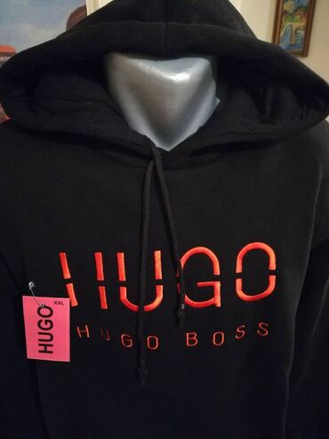 muska jakna 48: Duks, 2XL (EU 56), Hugo Boss, bоја - Crna, Sa kapuljačom