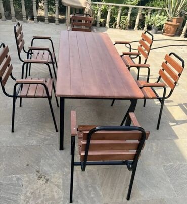 Bağ, çöl masa və oturacaq dəstləri: Yeni, Kvadrat masa, 4 stul, Açılmayan, Stullar ilə, Taxta, Azərbaycan — 10