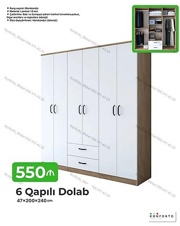 Dolablar: 6 qapılı paltar dolabı – 47×200×240 sm - Material: 18 mm laminat - — 1