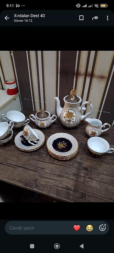 Çay dəsti, rəng - Ağ, Farfor, 6 nəfərlik, Yaponiya