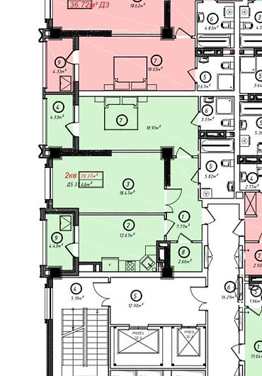 немецский квартал: 2 комнаты, 78 м², Асанбай мкр Элитка, 13 этаж, ПСО (под самоотделку) — 1