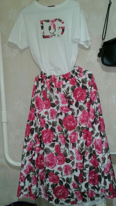 розовое платье с кружевом: Повседневное платье, Лето, Длинная модель, XL (EU 42)