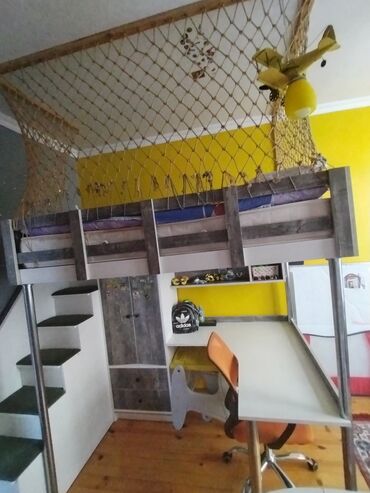 продам кровать двуспальную бу: Oğlan və qız üçün, İşlənmiş, Çarpayı, Matras ilə, Siyirməli