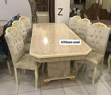 plastmas stul: Qonaq otağı üçün, Yeni, Açılmayan, Dördbucaq masa, 6 stul — 1
