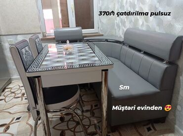 künc masası: Mətbəx üçün, Yeni, Açılan, Dördbucaq masa, 2 stul, Türkiyə
