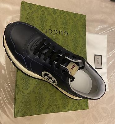 gucci ayaqqabı: GUCCI kişi krossovkası - Rəng: Tünd göy üst, - Loqo“GUCCI” - — 9