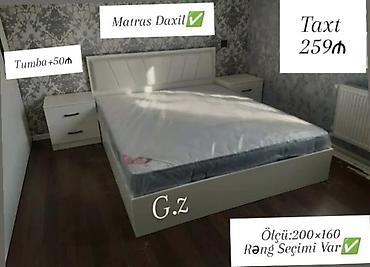 taxt 2 nəfərlik: Taxt dəsti – 200×160 - Taxt qiyməti: 259₼ - Ölçü: 200×160 - Matras — 1