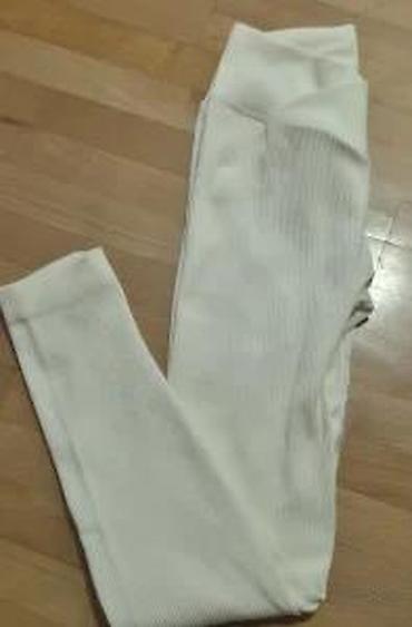 Helanke, biciklistički šortsevi: Ženske rebraste helanke – belo - Model sa V/“crossover” pojasom — 26