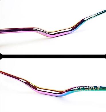 rol destı: Məhsul: Velosiped sükanı – rəngli “oil-slick/neo-chrome” örtüklü — 4