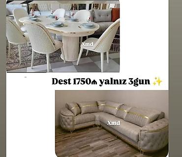 stol stul kirayesi: Mebel dəsti – yemək masası+stullar və bucaq divan - Yemək bölməsi — 1