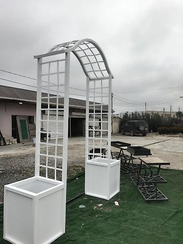 Digər bağ, çöl mebeli: Bağ üçün dekorativ ağ taxta trellis qövs - Material: ağ rəngdə — 4
