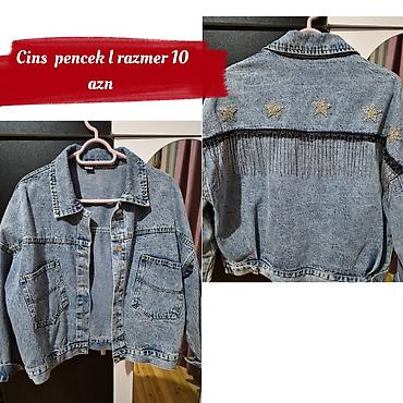 Qadın geyimləri: Cins pencək – L razmer - Klassik açıq-mavi (acid wash) denim material — 1