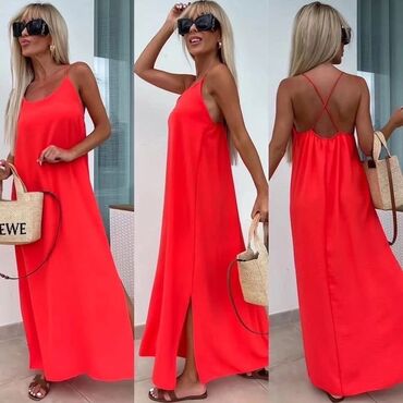 Haljine: One size, bоја - Crvena, Oversize, Na bretele