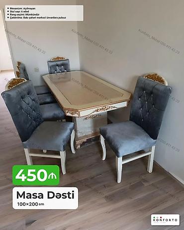 Masa Dəsti – 100×200 sm - Mexanizm: Açılmayan - Stul sayı: 6 ədəd - lalafo.az -da Masa Dəsti – 100×200 sm - Mexanizm: Açılmayan - Stul sayı: 6 ədəd -