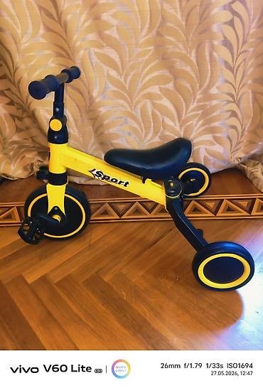 velosiped 3 teker: Uşaq üçtəkərli velosipedi – “Sport” modeli - Rəng: sarı-qara - — 1