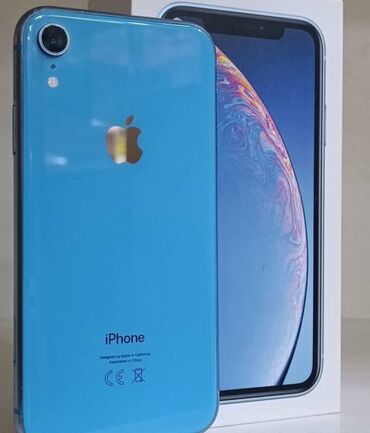 Apple iPhone: IPhone Xr, Б/у, 128 ГБ, Синий, Зарядное устройство, Кабель, Коробка, 86 %